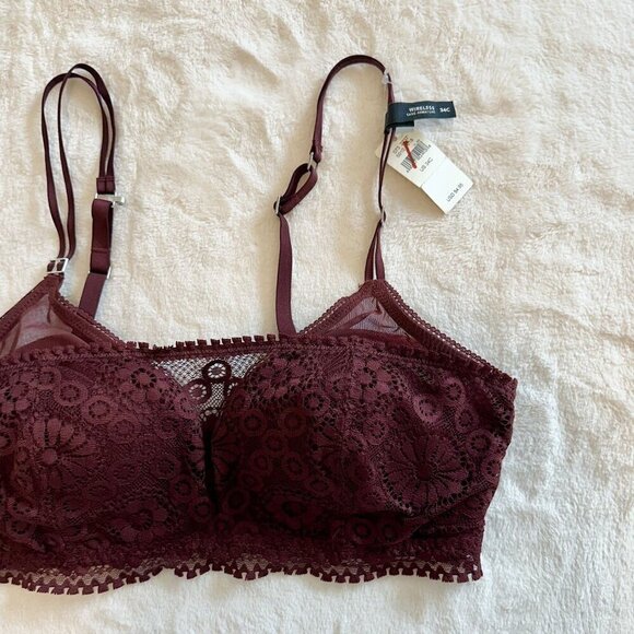 NWT Aerie Maroon Real Power Wireless Push Up Joy Convertible Lace Bra - 34C - Picture 3 of 10